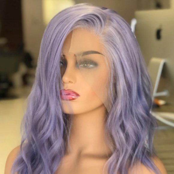 Hair Queen LA NEW* Amethyst/Lilac/Purple 100% Human Hair Wig, 18 inches - Picture 3 of 9